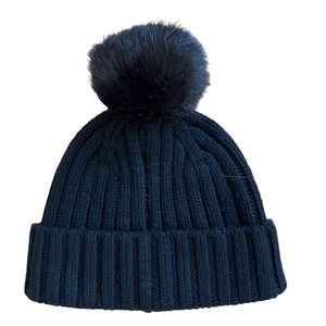 J. CREW Women's Ribbed Pom-Pom Black Beanie. One Size
